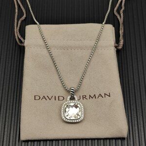 David Yurman White zircons pendant silver necklace